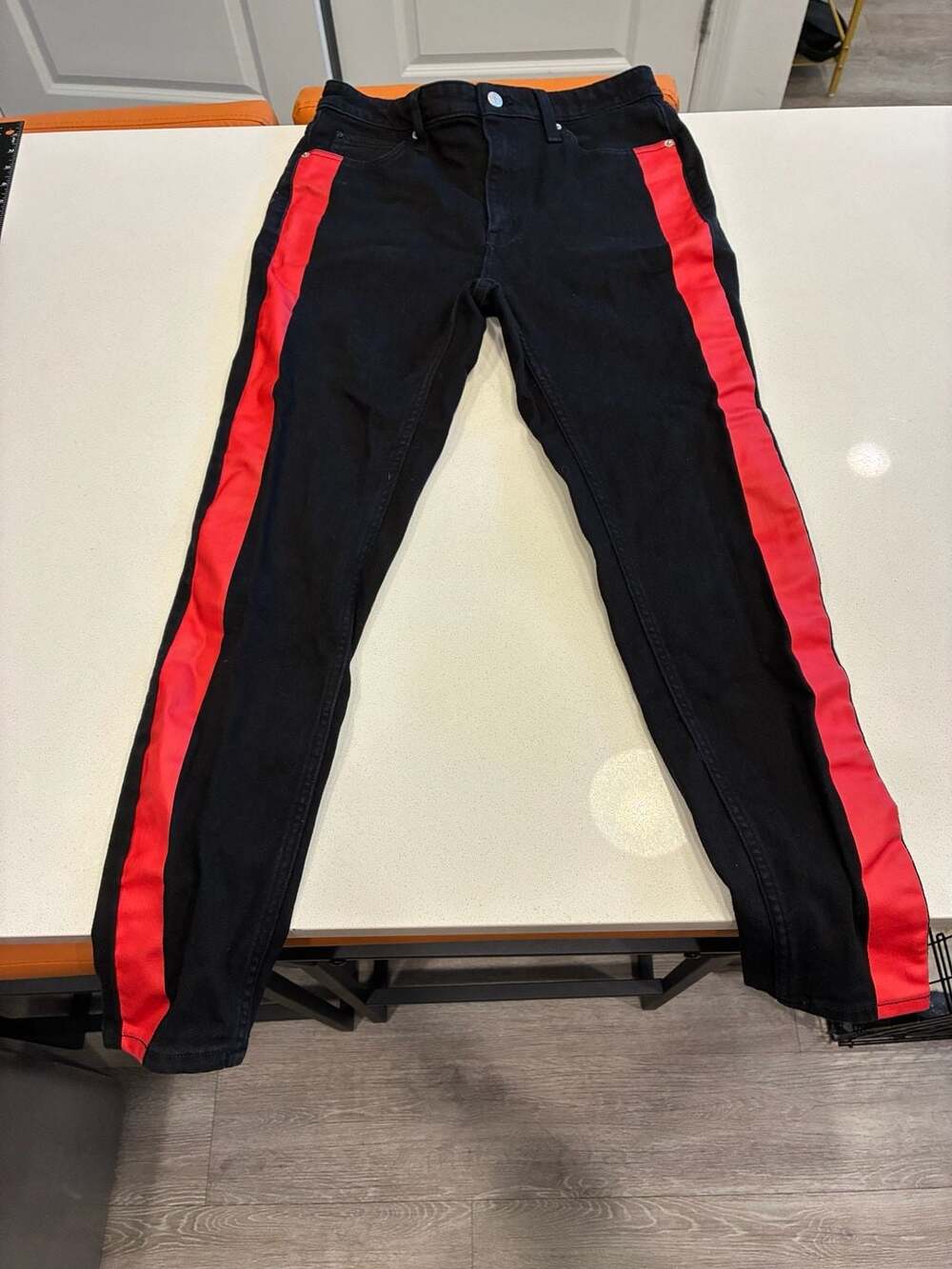 Calvin Klein Jeans Red Stripe Skinny Jeans Size 29 Black